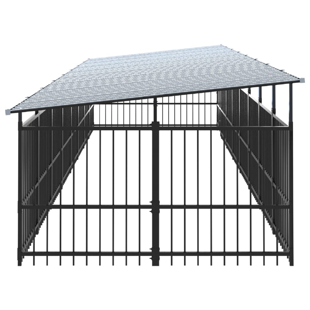 vidaXL Outdoor Dog Kennel with Roof Steel 15.02 m²