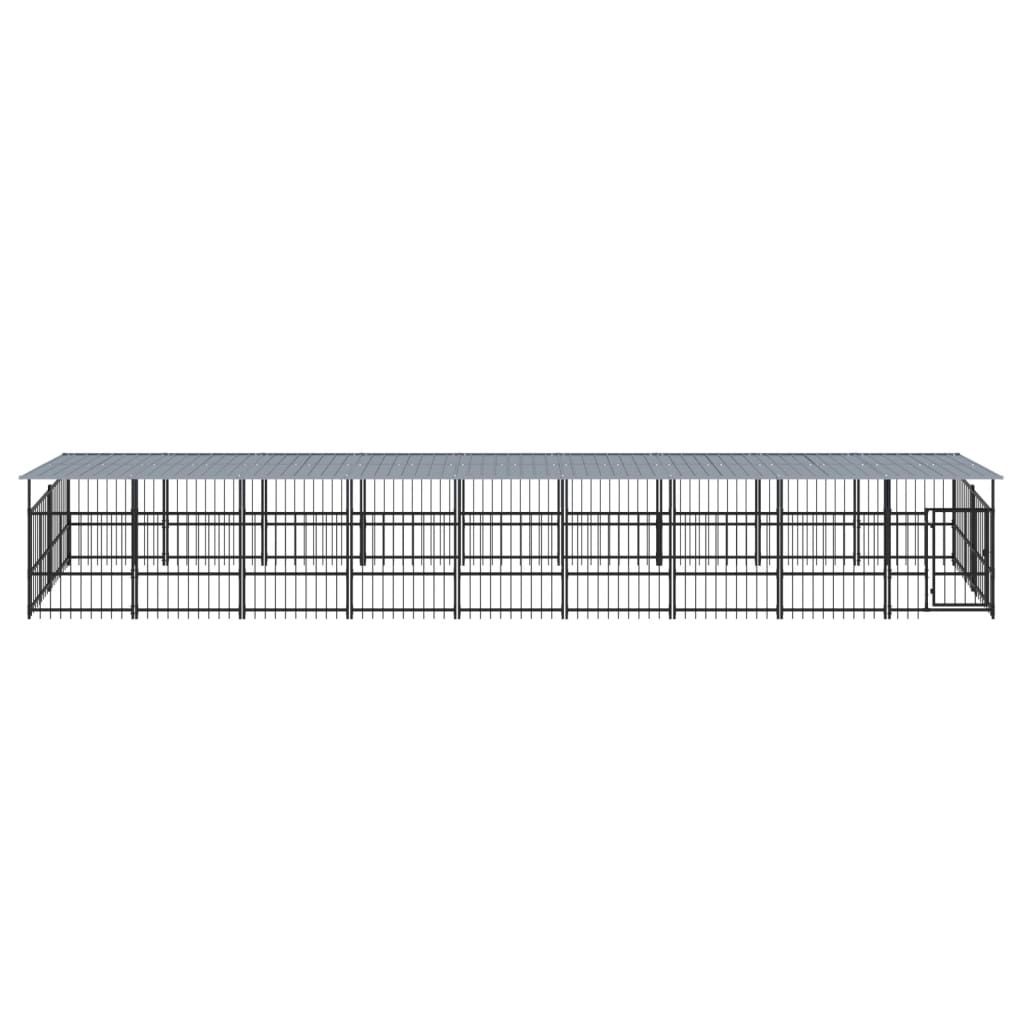 vidaXL Outdoor Dog Kennel with Roof Steel 16.89 m²