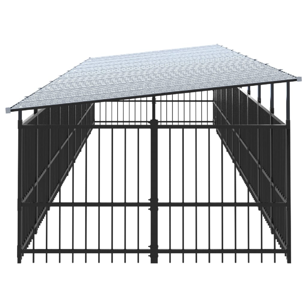 vidaXL Outdoor Dog Kennel with Roof Steel 16.89 m²