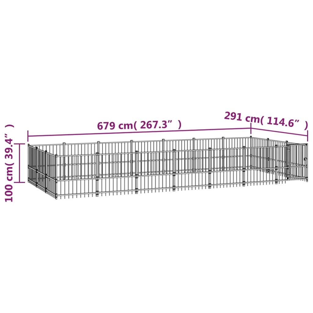 Outdoor Dog Kennel Steel 19.76 m²