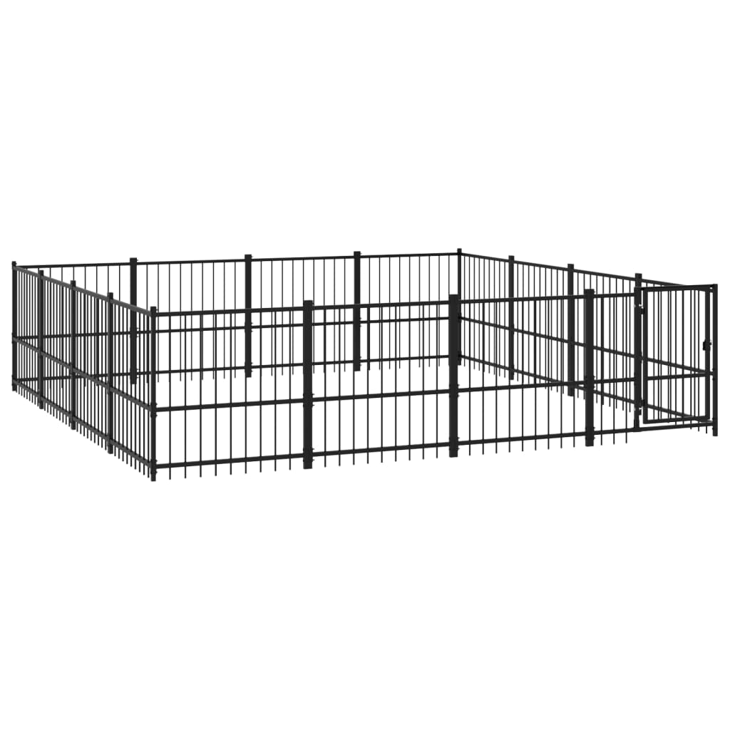 vidaXL Outdoor Dog Kennel Steel 15.05 m²