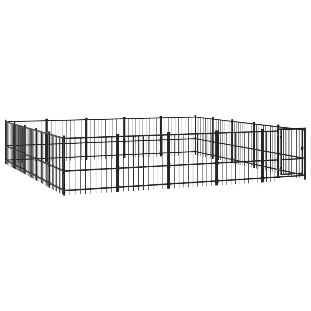 vidaXL Outdoor Dog Kennel Steel 23.52 m²