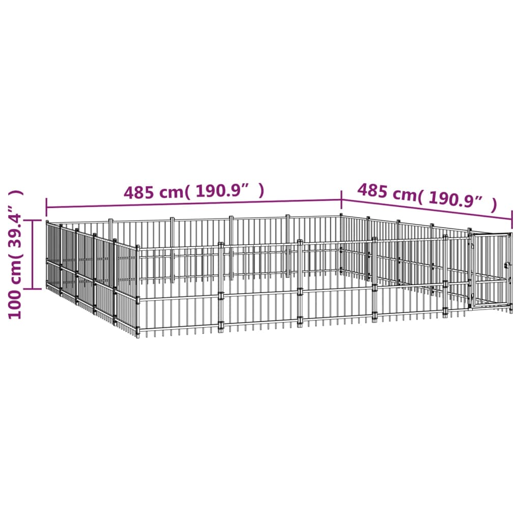 vidaXL Outdoor Dog Kennel Steel 23.52 m²