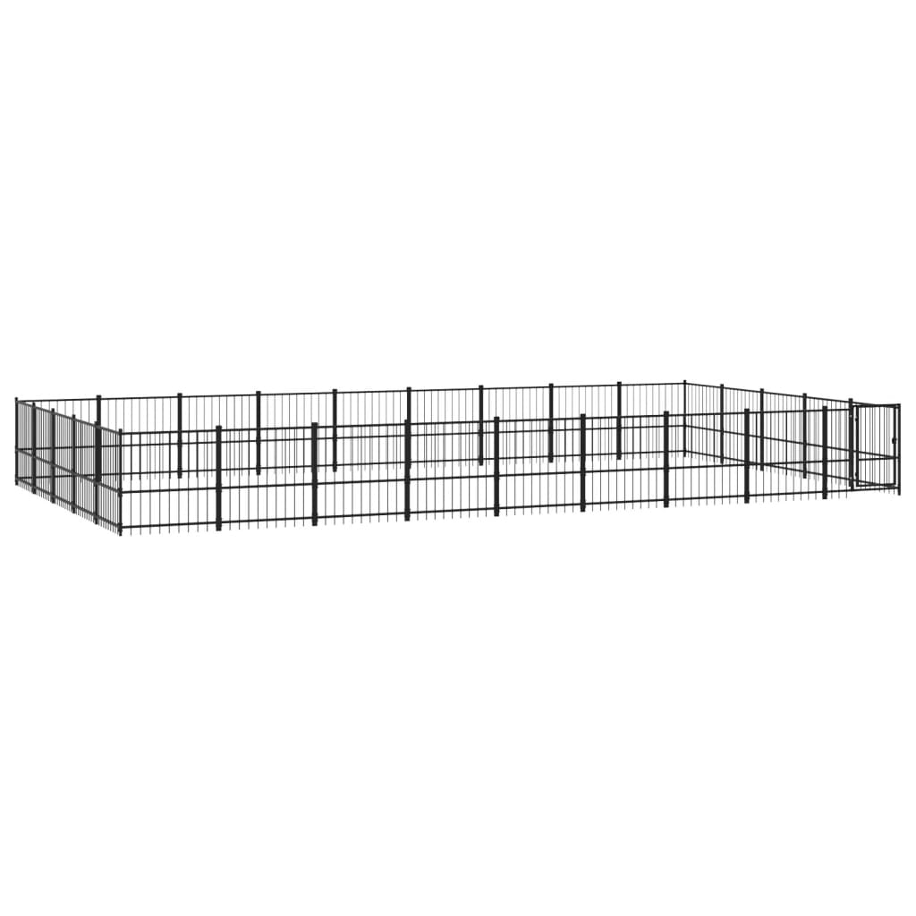 vidaXL Outdoor Dog Kennel Steel 42.34 m²