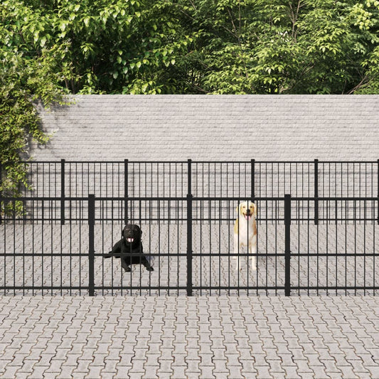 vidaXL Outdoor Dog Kennel Steel 42.34 m²