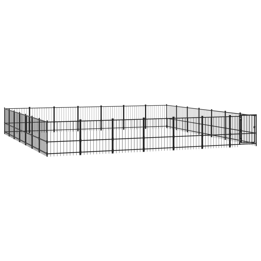 vidaXL Outdoor Dog Kennel Steel 46.1 m²