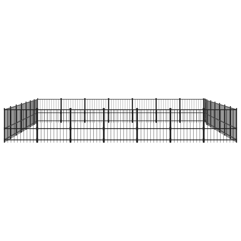 vidaXL Outdoor Dog Kennel Steel 46.1 m²