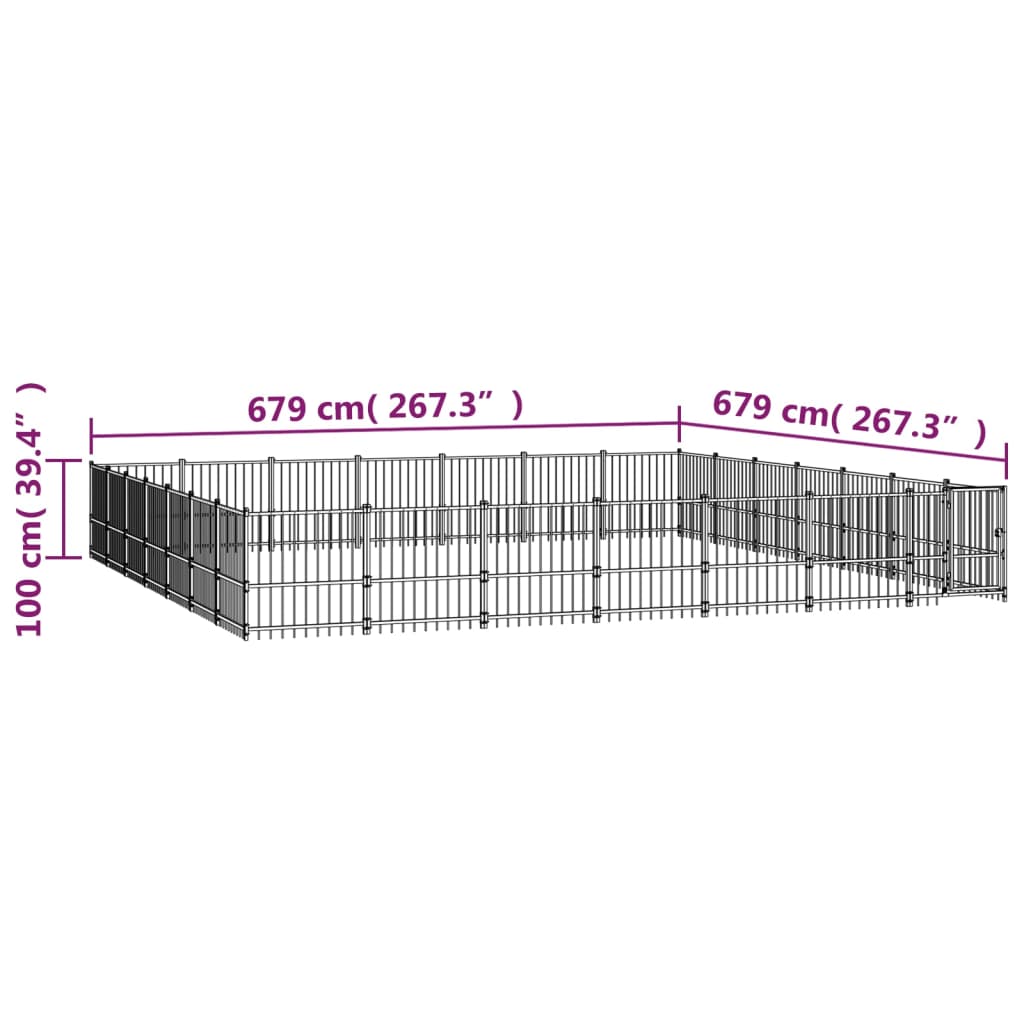 vidaXL Outdoor Dog Kennel Steel 46.1 m²