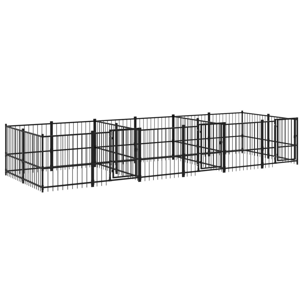 vidaXL Outdoor Dog Kennel Steel 11.26 m²