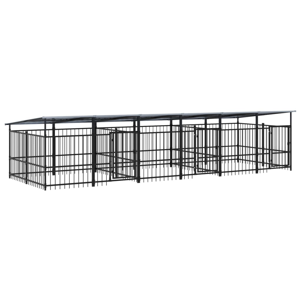 vidaXL Outdoor Dog Kennel with Roof Steel 11.26 m²