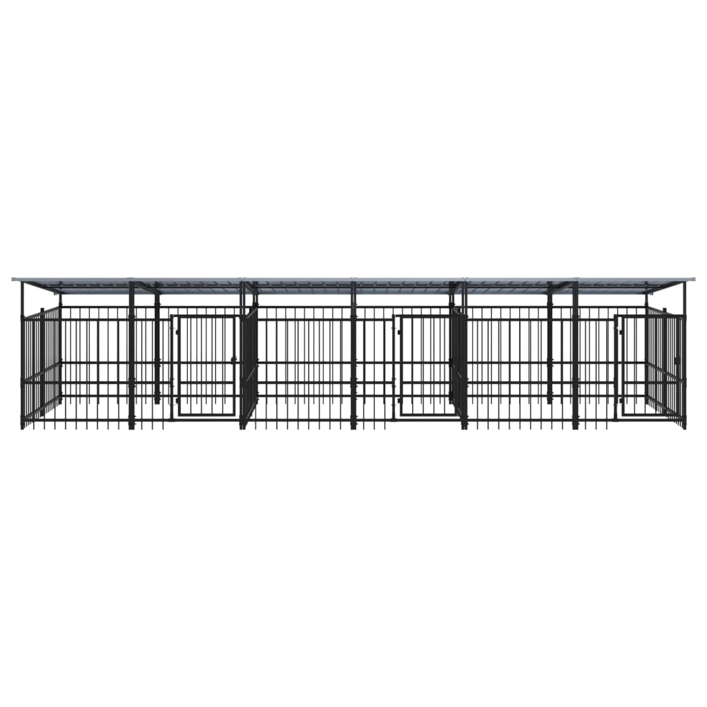 vidaXL Outdoor Dog Kennel with Roof Steel 11.26 m²