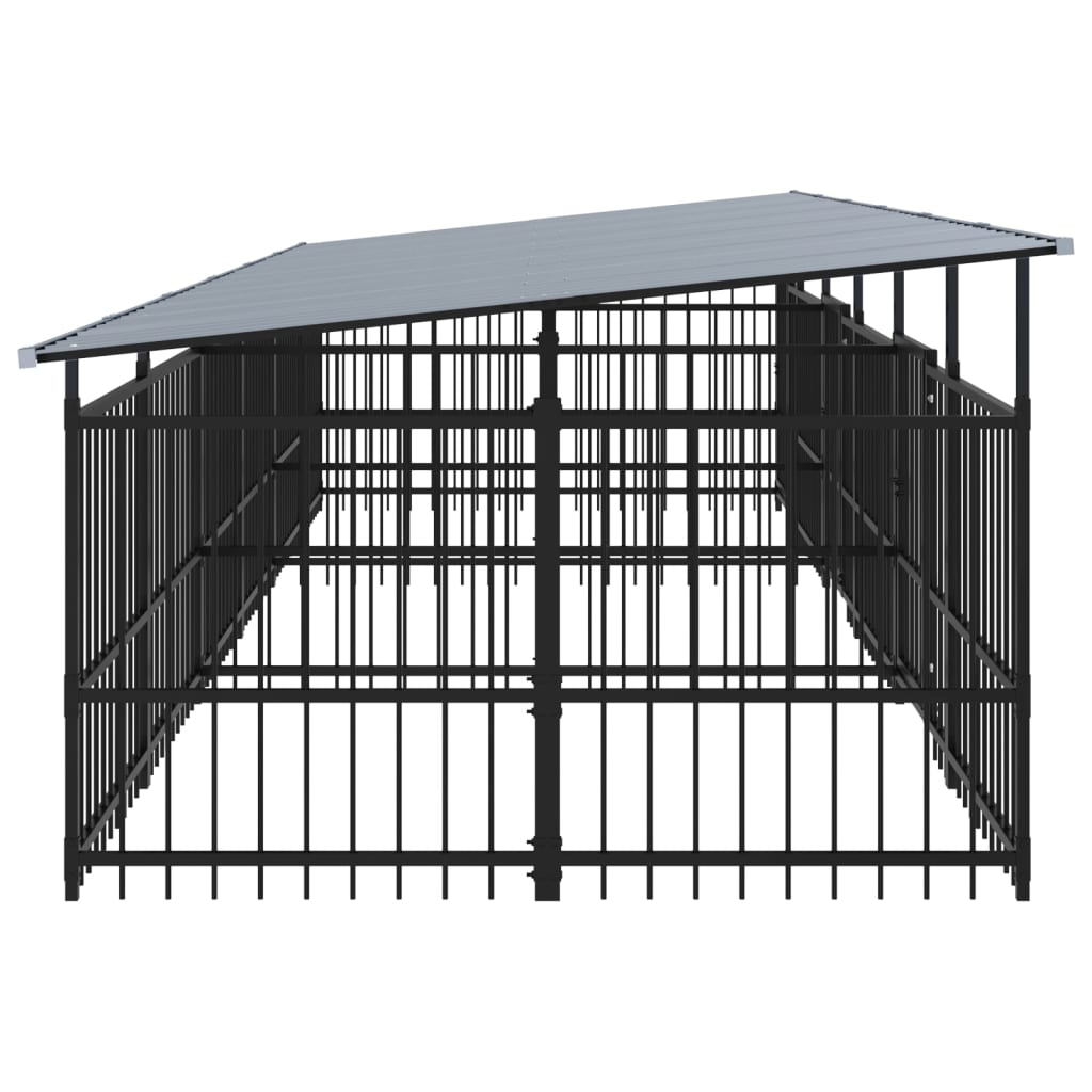 vidaXL Outdoor Dog Kennel with Roof Steel 11.26 m²