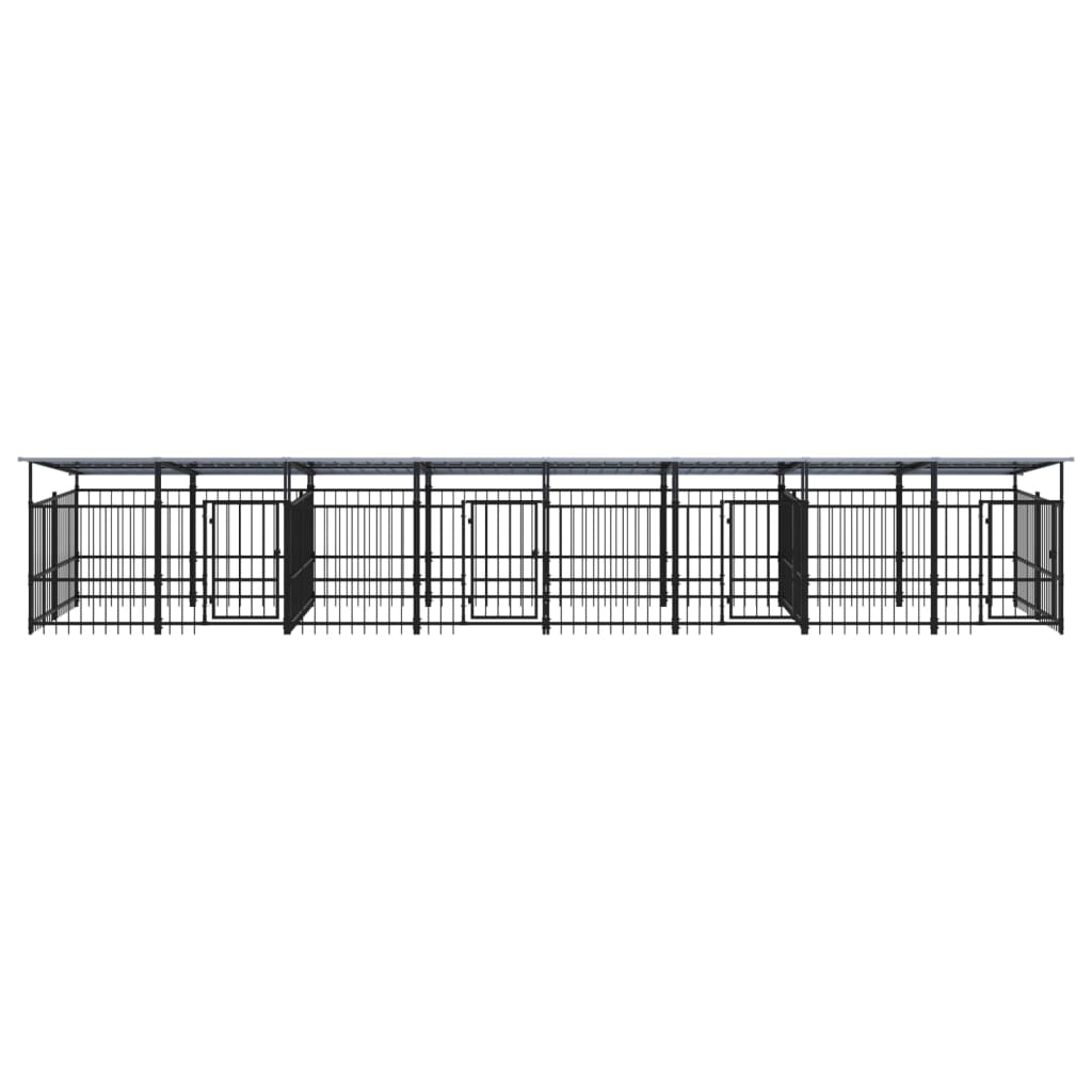 vidaXL Outdoor Dog Kennel with Roof Steel 15.02 m²