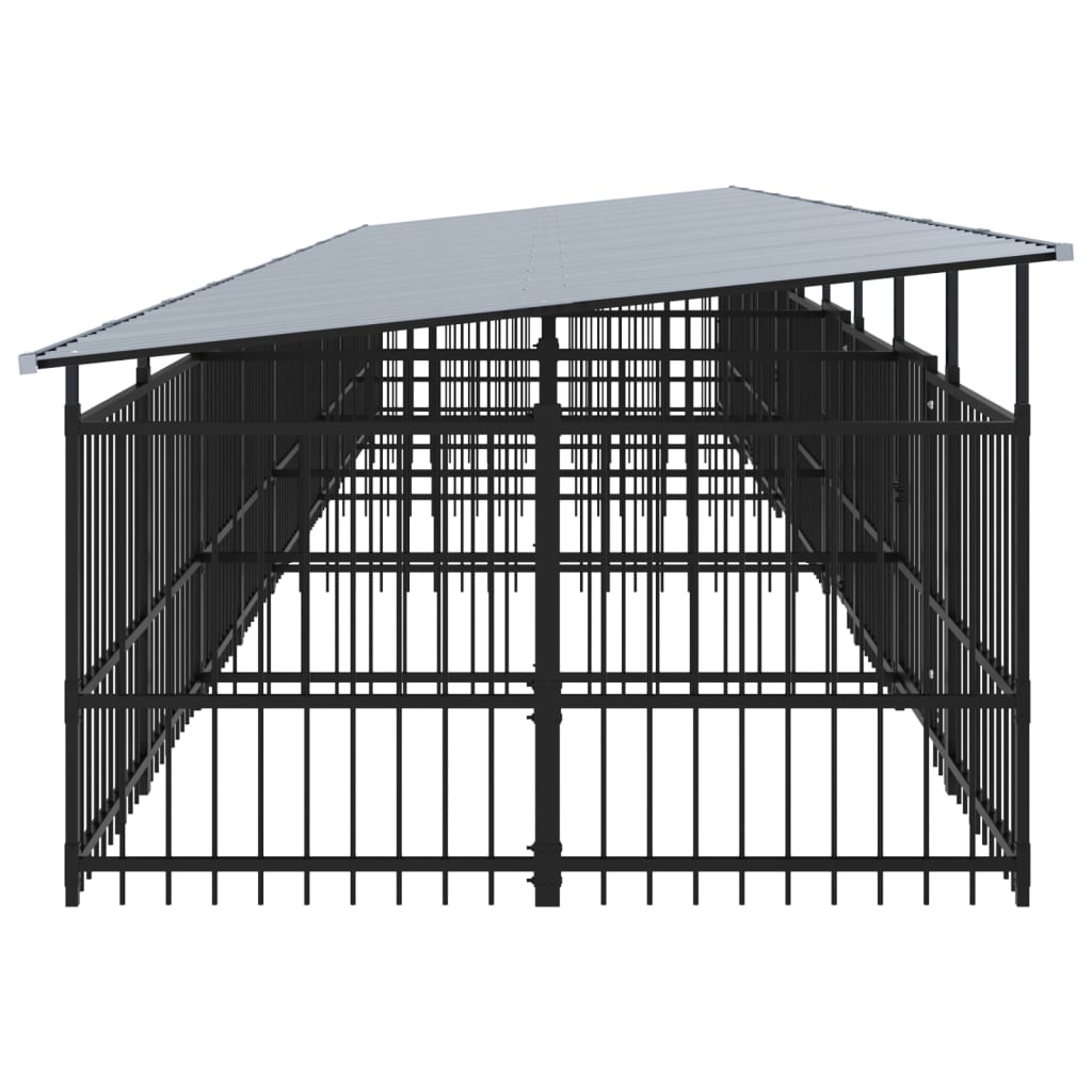 vidaXL Outdoor Dog Kennel with Roof Steel 18.77 m²