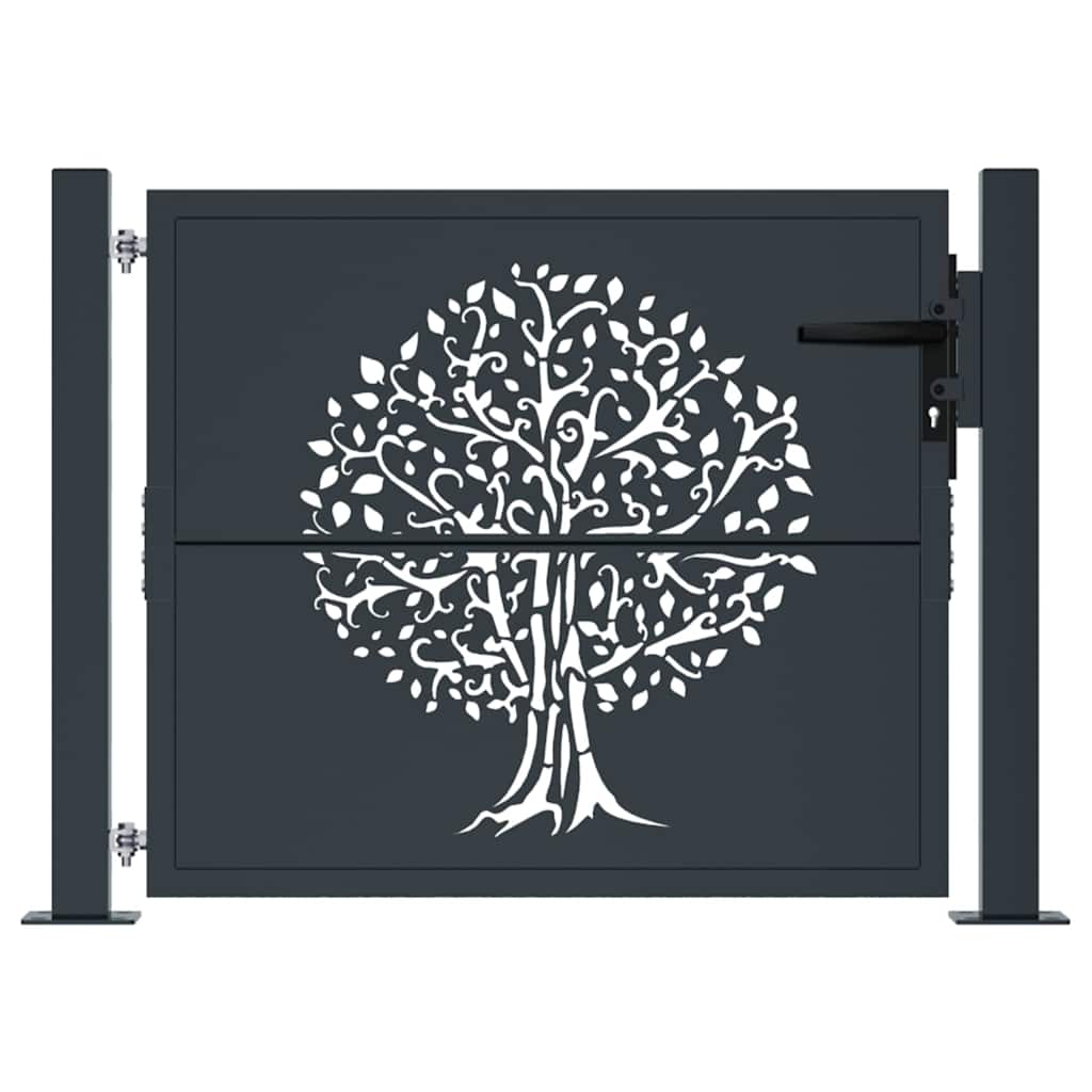 Garden Gate Anthracite 100x100 cm Steel Tree Design