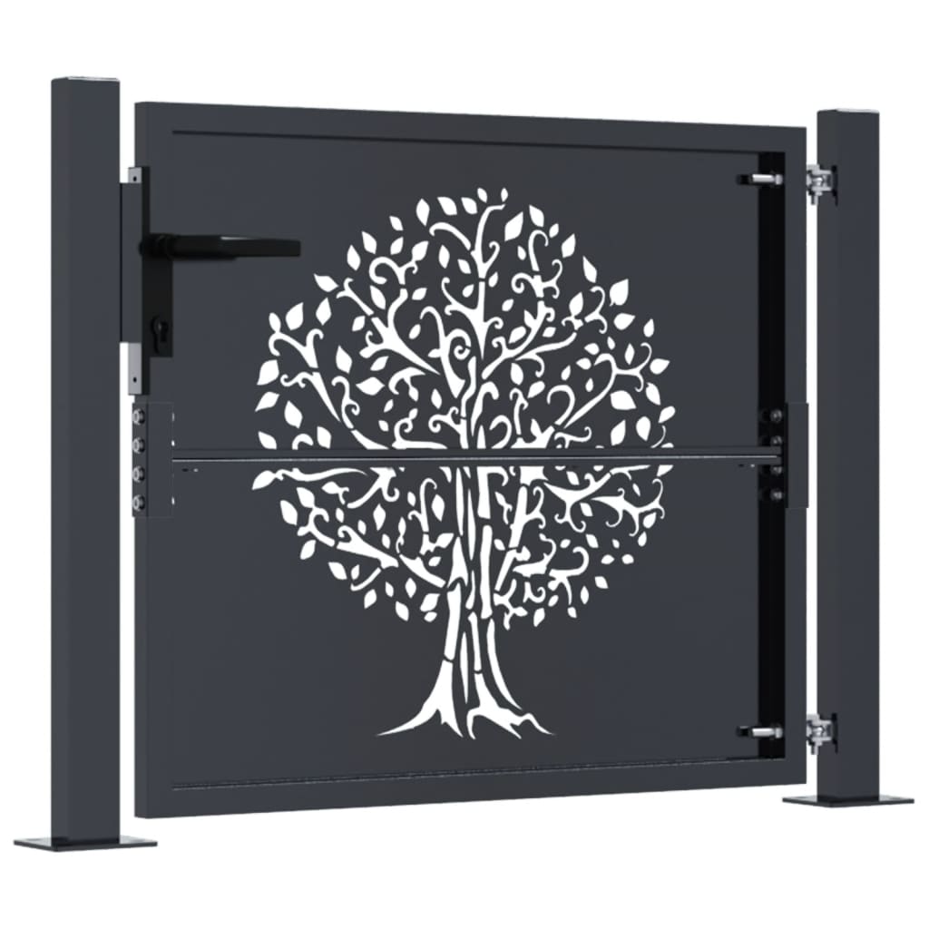 vidaXL Garden Gate Anthracite 105x105 cm Steel Tree Design