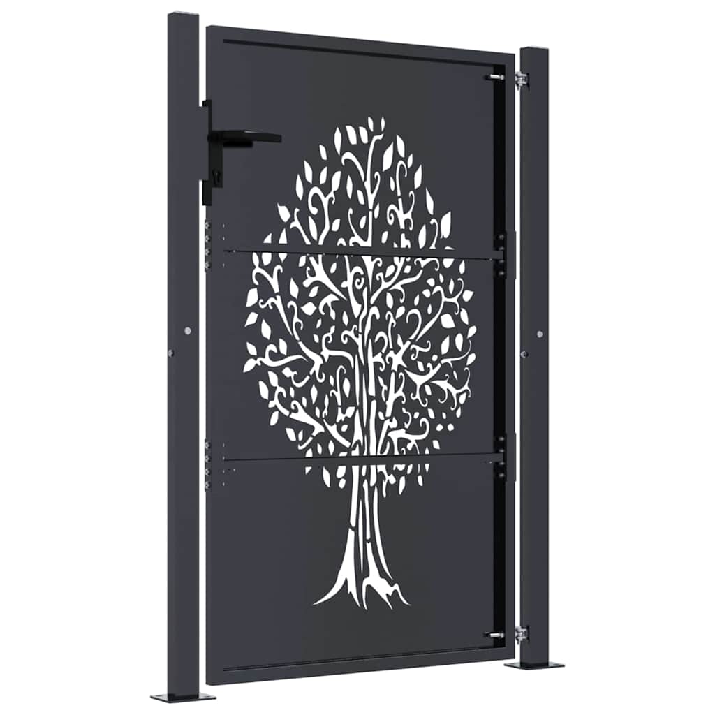Garden Gate Anthracite 100x150 cm Steel Tree Design