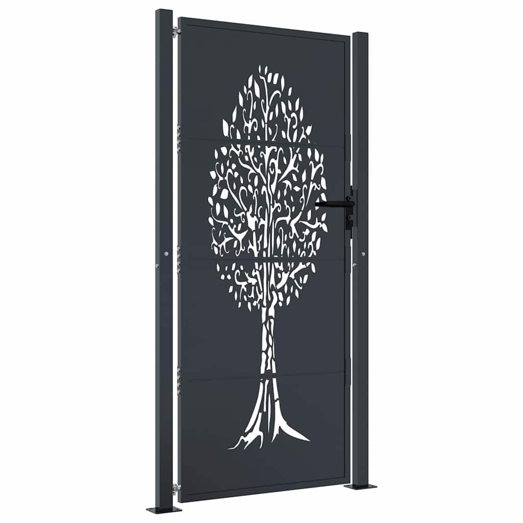 Garden Gate Anthracite 100x200 cm Steel Tree Design