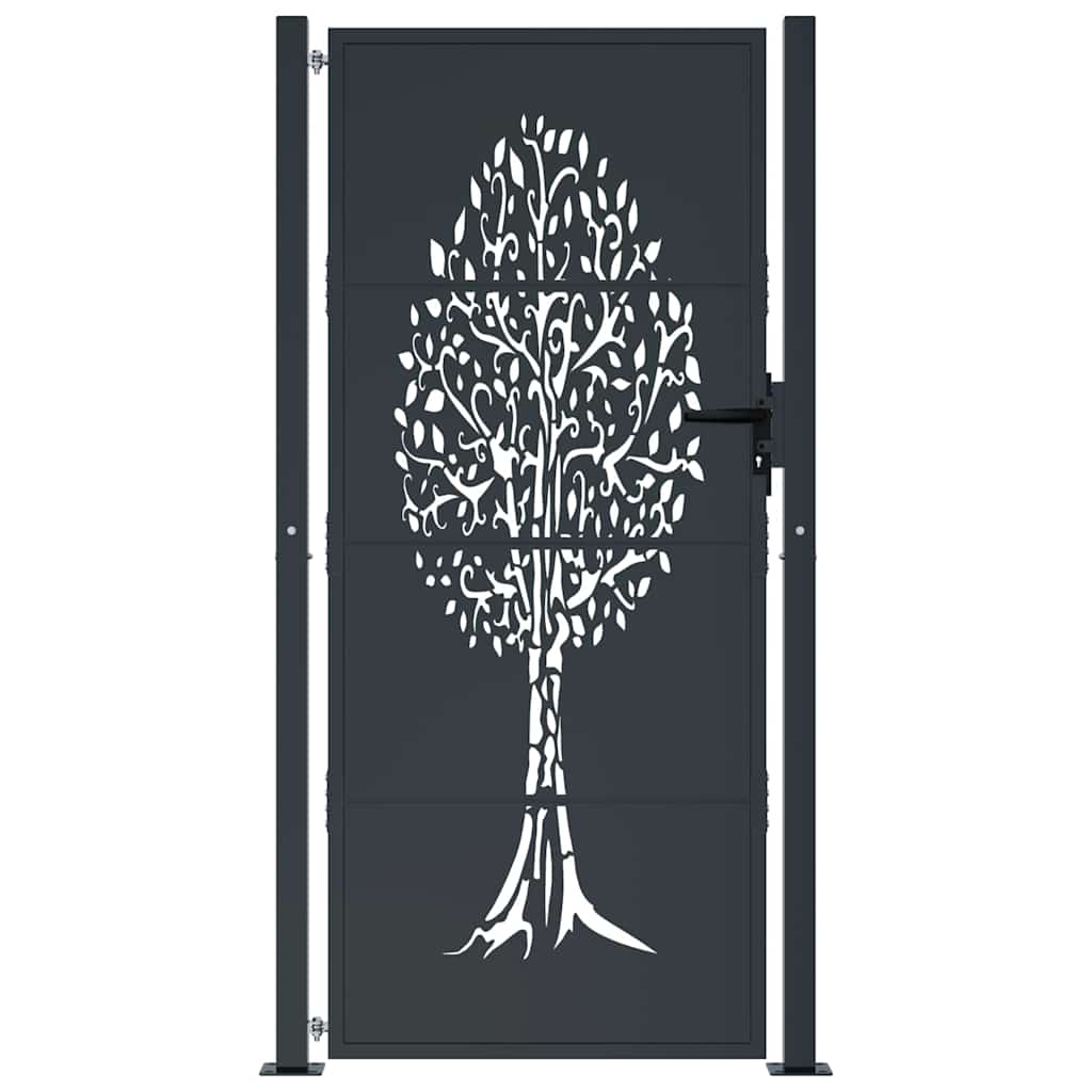 Garden Gate Anthracite 100x200 cm Steel Tree Design