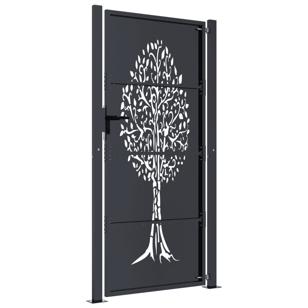 vidaXL Garden Gate Anthracite 105x205 cm Steel Tree Design