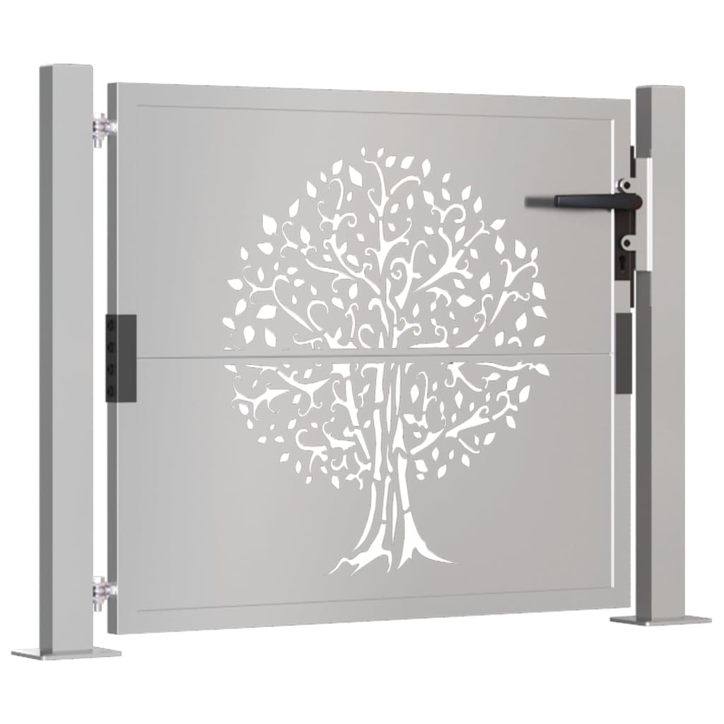 vidaXL Garden Gate 105x80 cm Corten Steel Tree Design