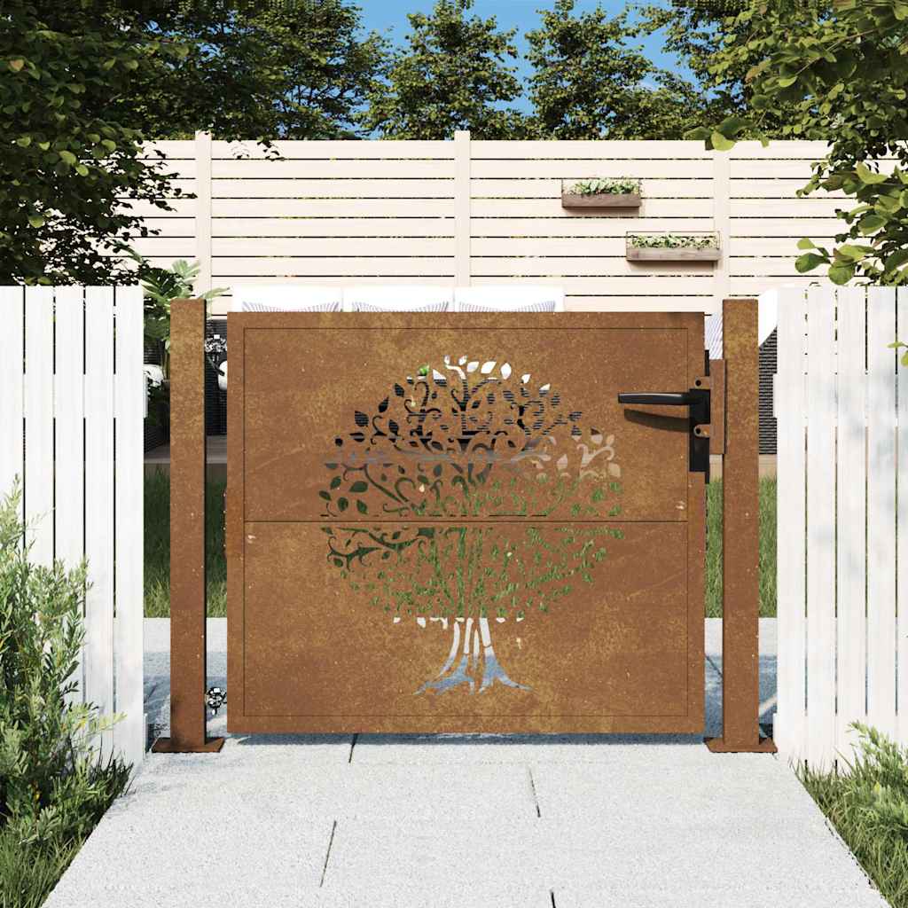 Garden Gate 100x100 cm Corten Steel Tree Design