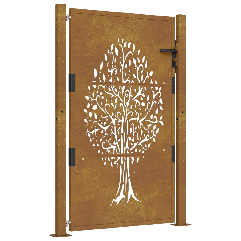 vidaXL Garden Gate 105x130 cm Corten Steel Tree Design