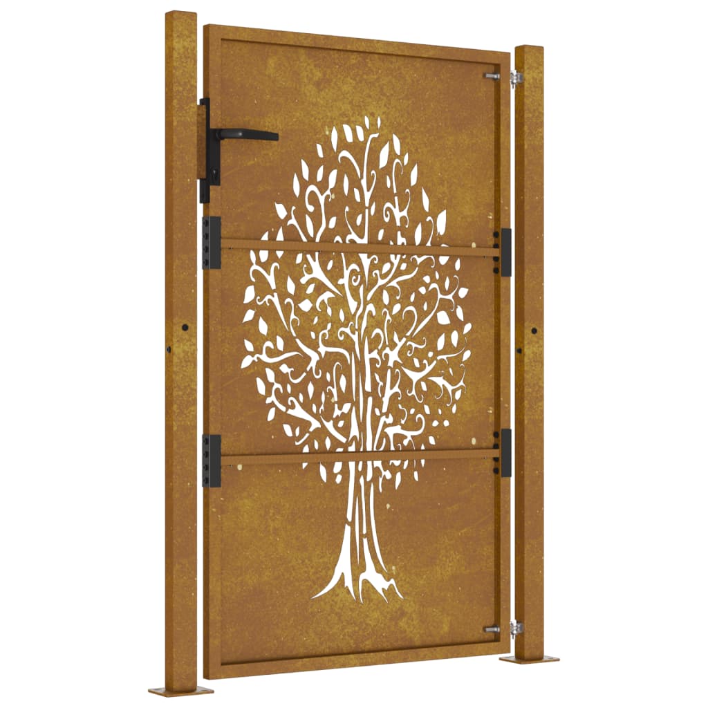 vidaXL Garden Gate 105x130 cm Corten Steel Tree Design