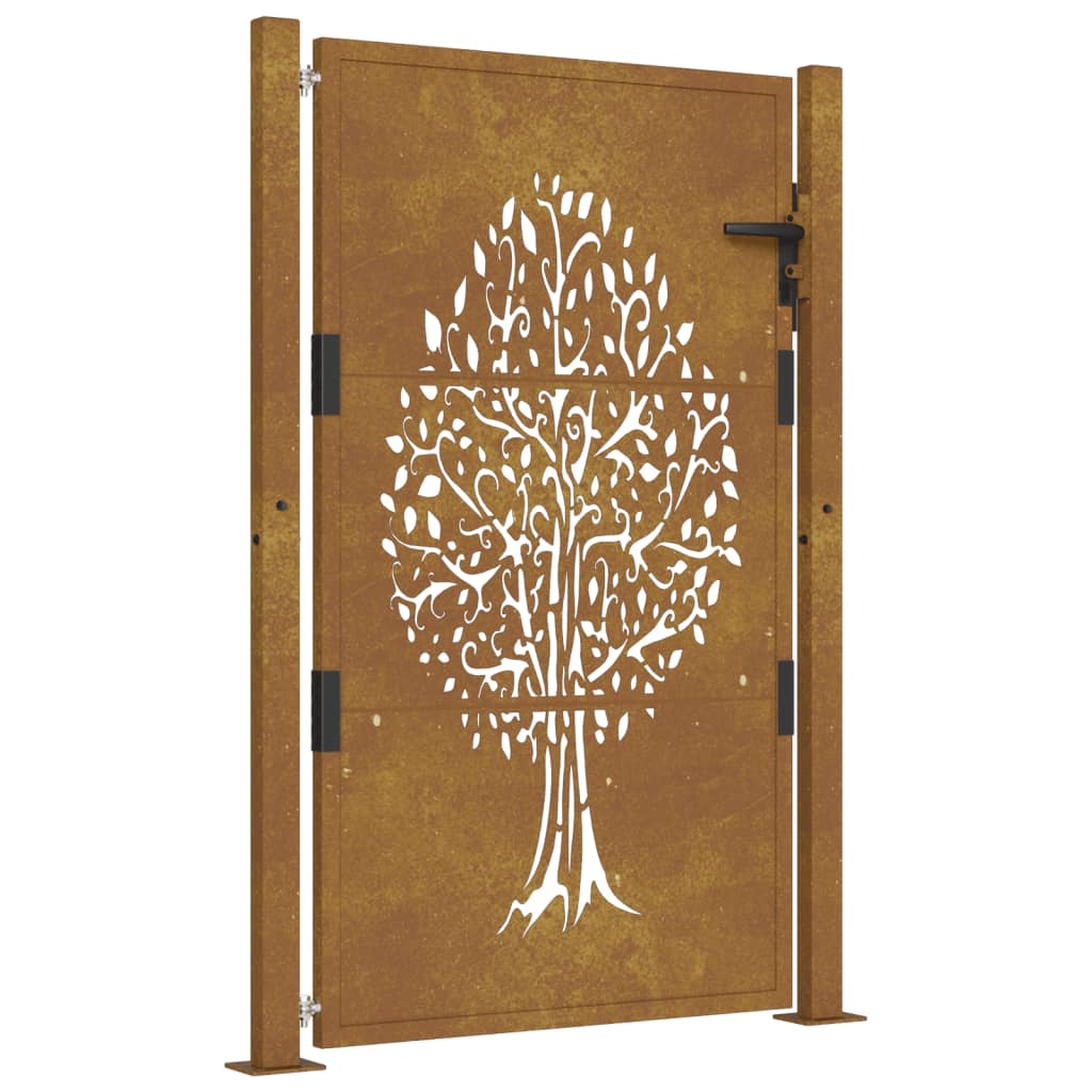 vidaXL Garden Gate 105x155 cm Corten Steel Tree Design