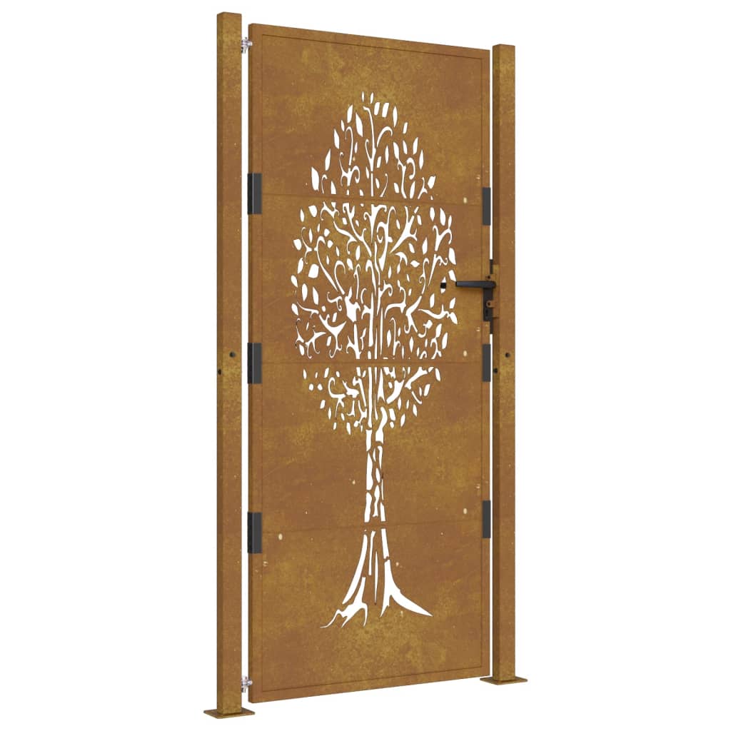 vidaXL Garden Gate 105x180 cm Corten Steel Tree Design