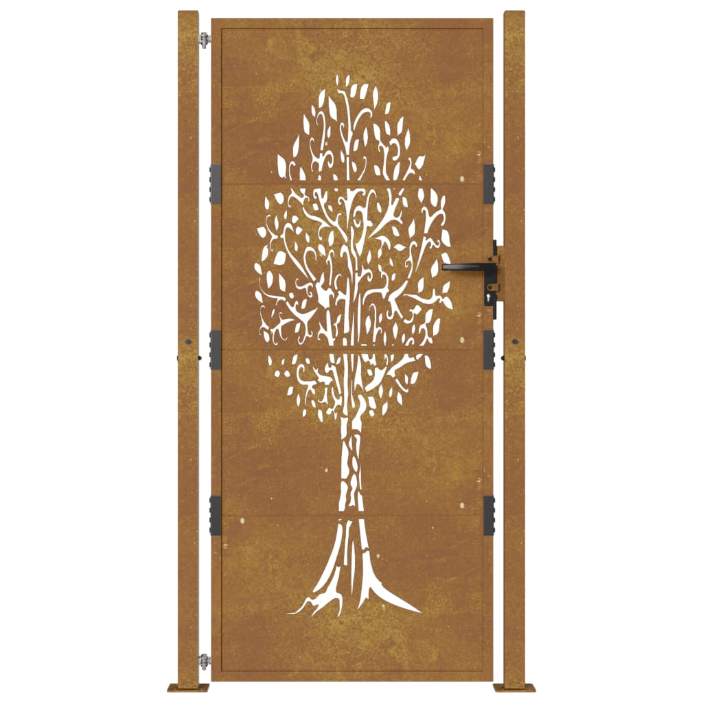 vidaXL Garden Gate 105x180 cm Corten Steel Tree Design