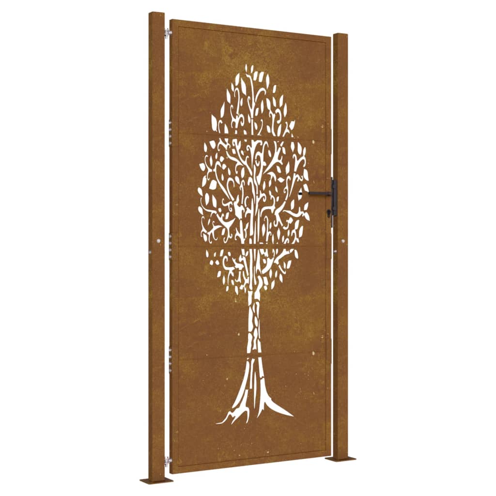 vidaXL Garden Gate 105x205 cm Corten Steel Tree Design