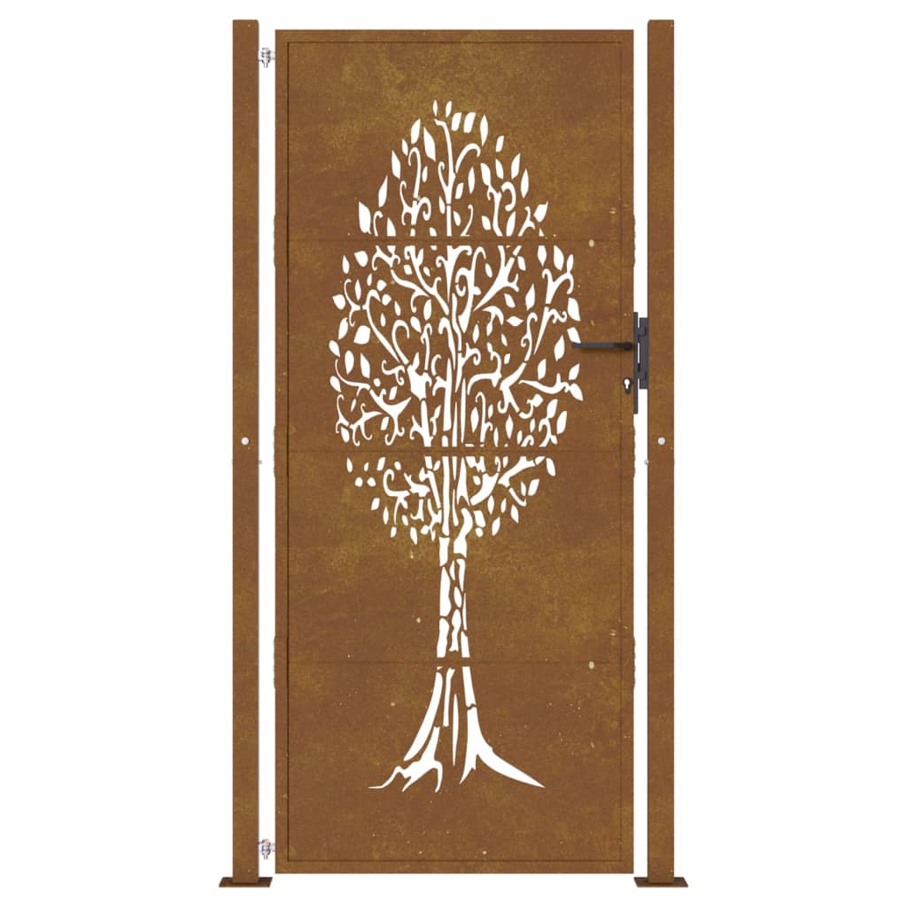 vidaXL Garden Gate 105x205 cm Corten Steel Tree Design