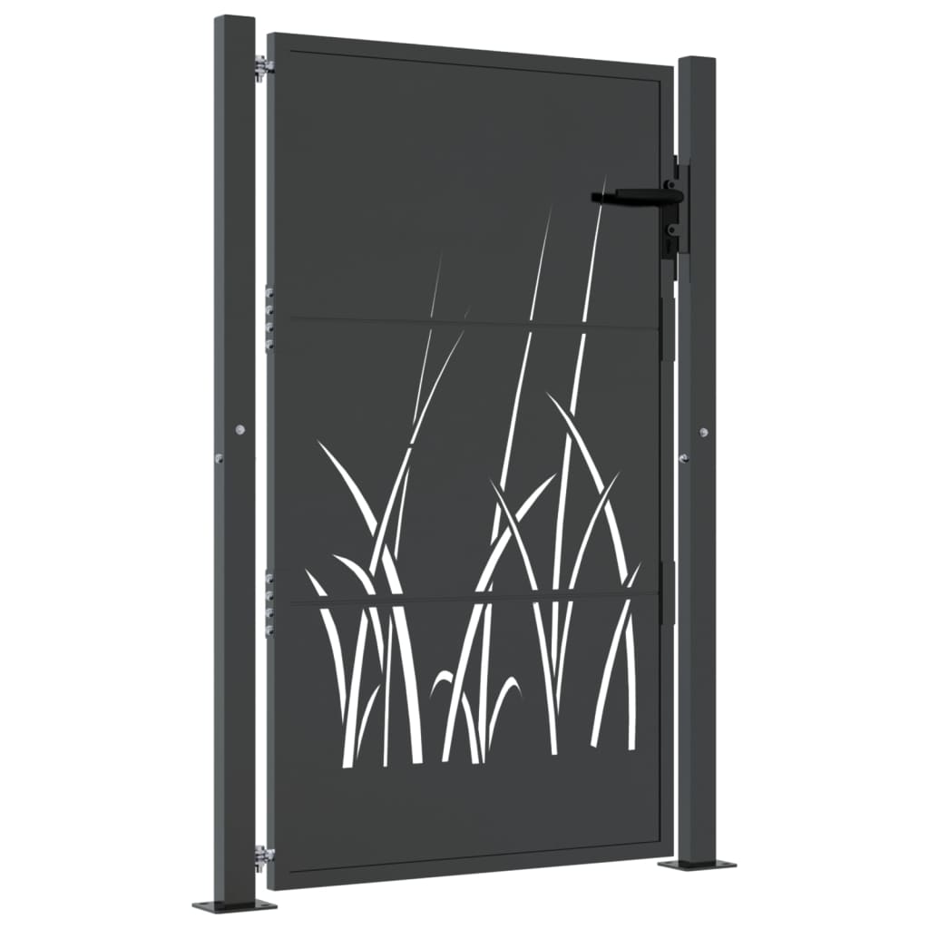 vidaXL Garden Gate Anthracite 105x130 cm Steel Grass Design