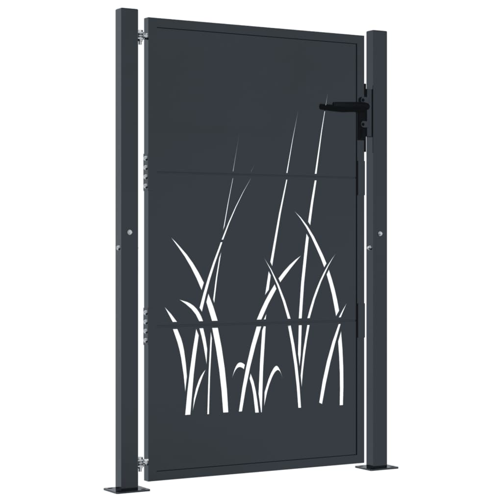 vidaXL Garden Gate Anthracite 105x155 cm Steel Grass Design