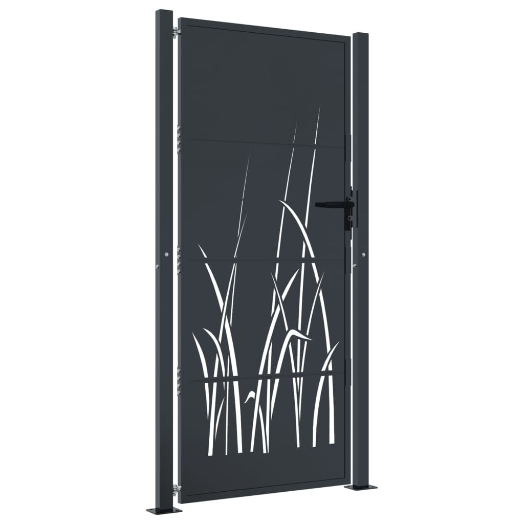 vidaXL Garden Gate Anthracite 105x180 cm Steel Grass Design