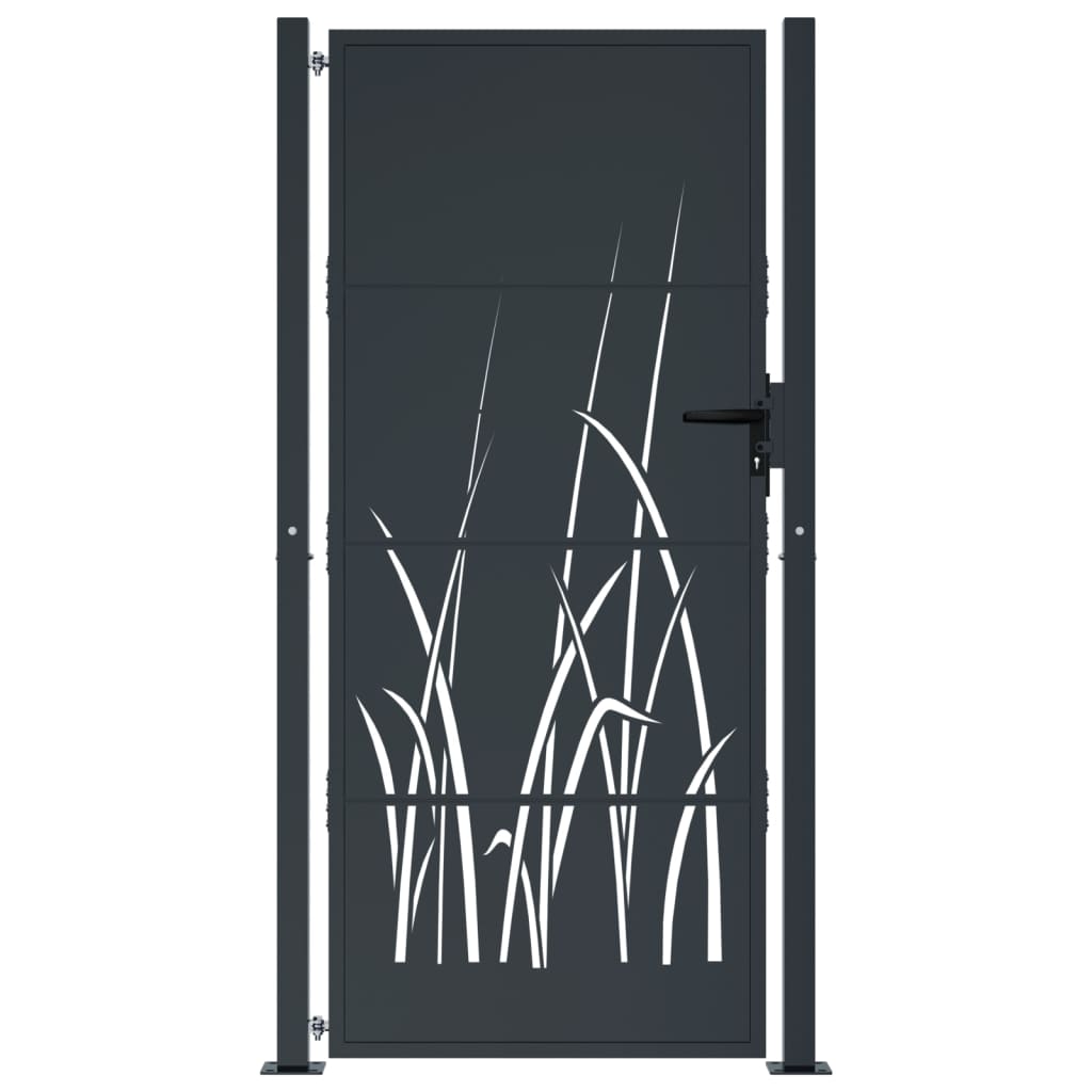 vidaXL Garden Gate Anthracite 105x180 cm Steel Grass Design