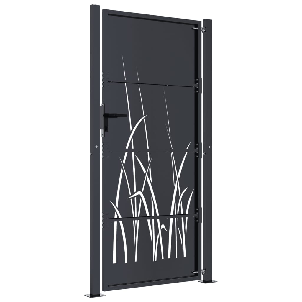 vidaXL Garden Gate Anthracite 105x180 cm Steel Grass Design