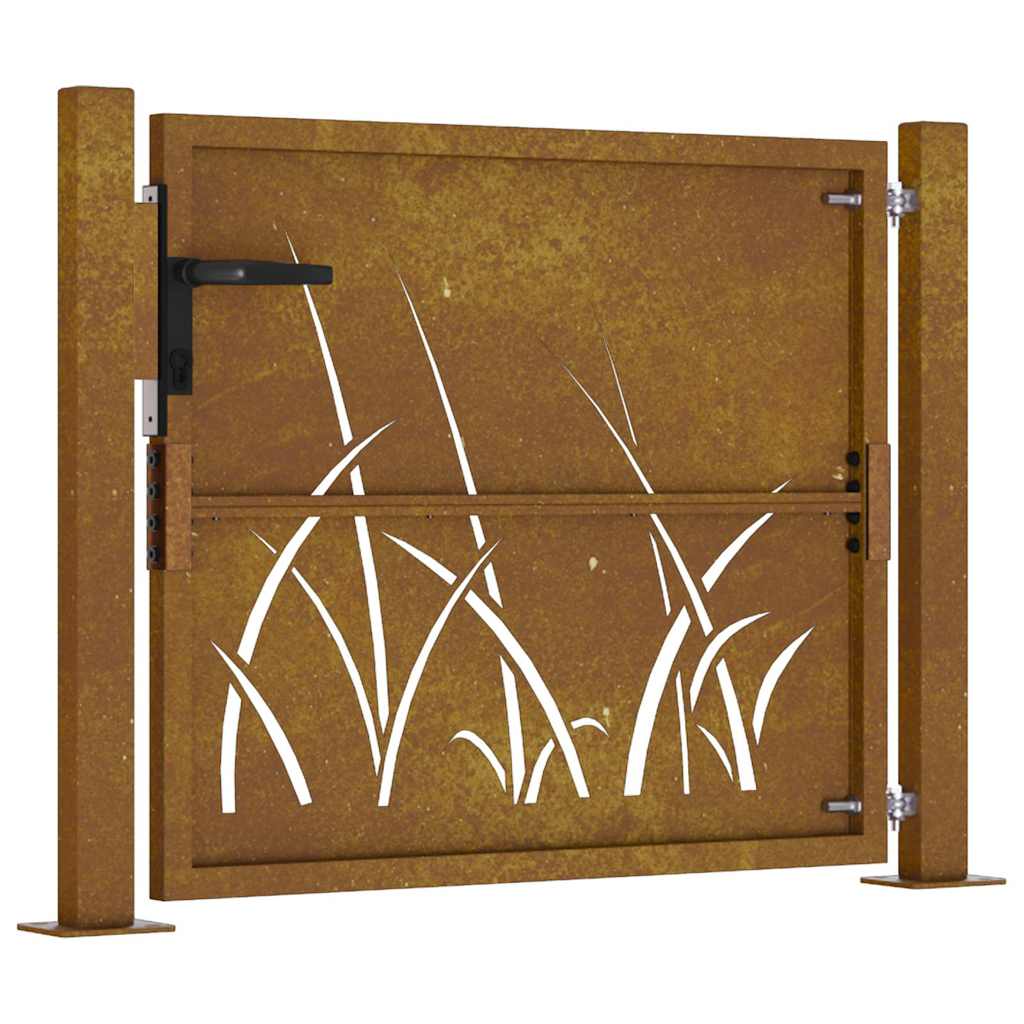 Garden Gate 100x75 cm Corten Steel Grass Design