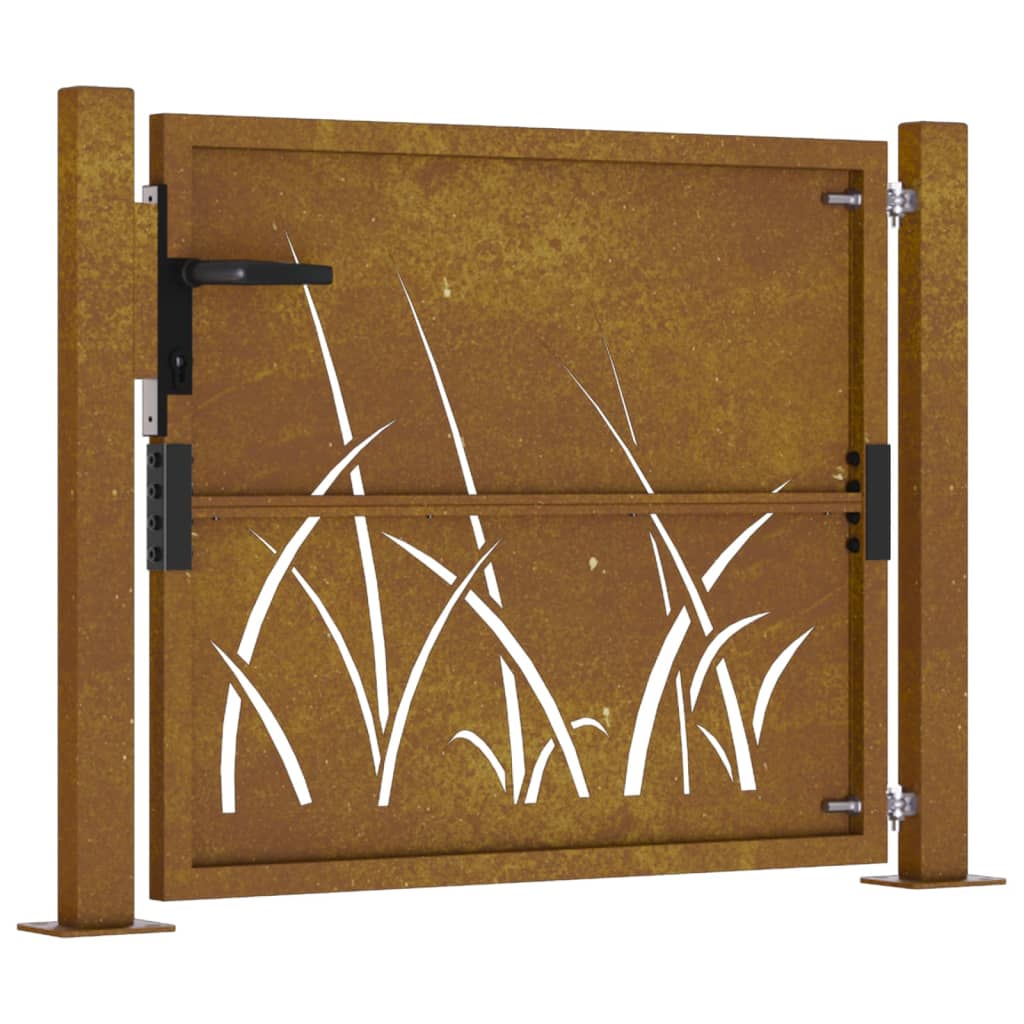 vidaXL Garden Gate 105x105 cm Corten Steel Grass Design