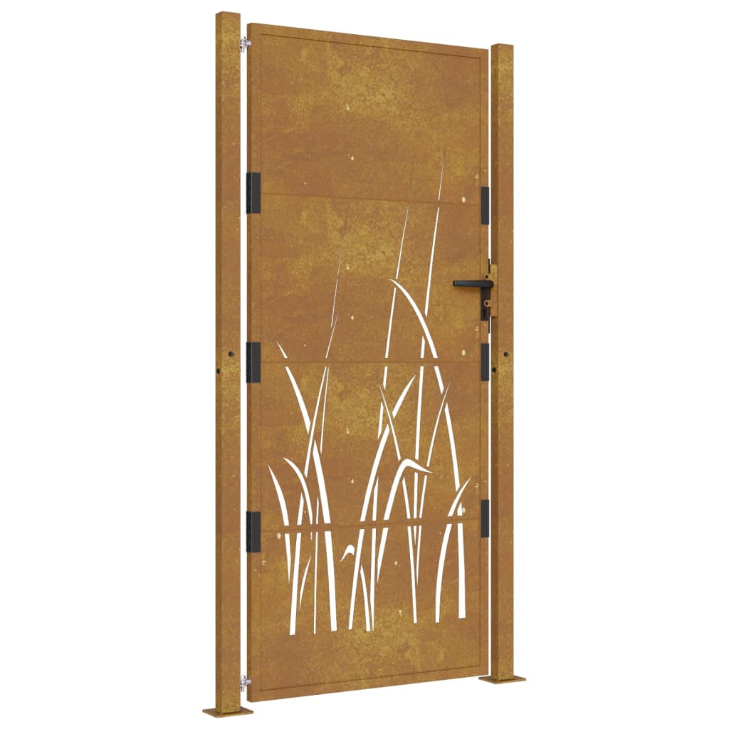 vidaXL Garden Gate 105x180 cm Corten Steel Grass Design