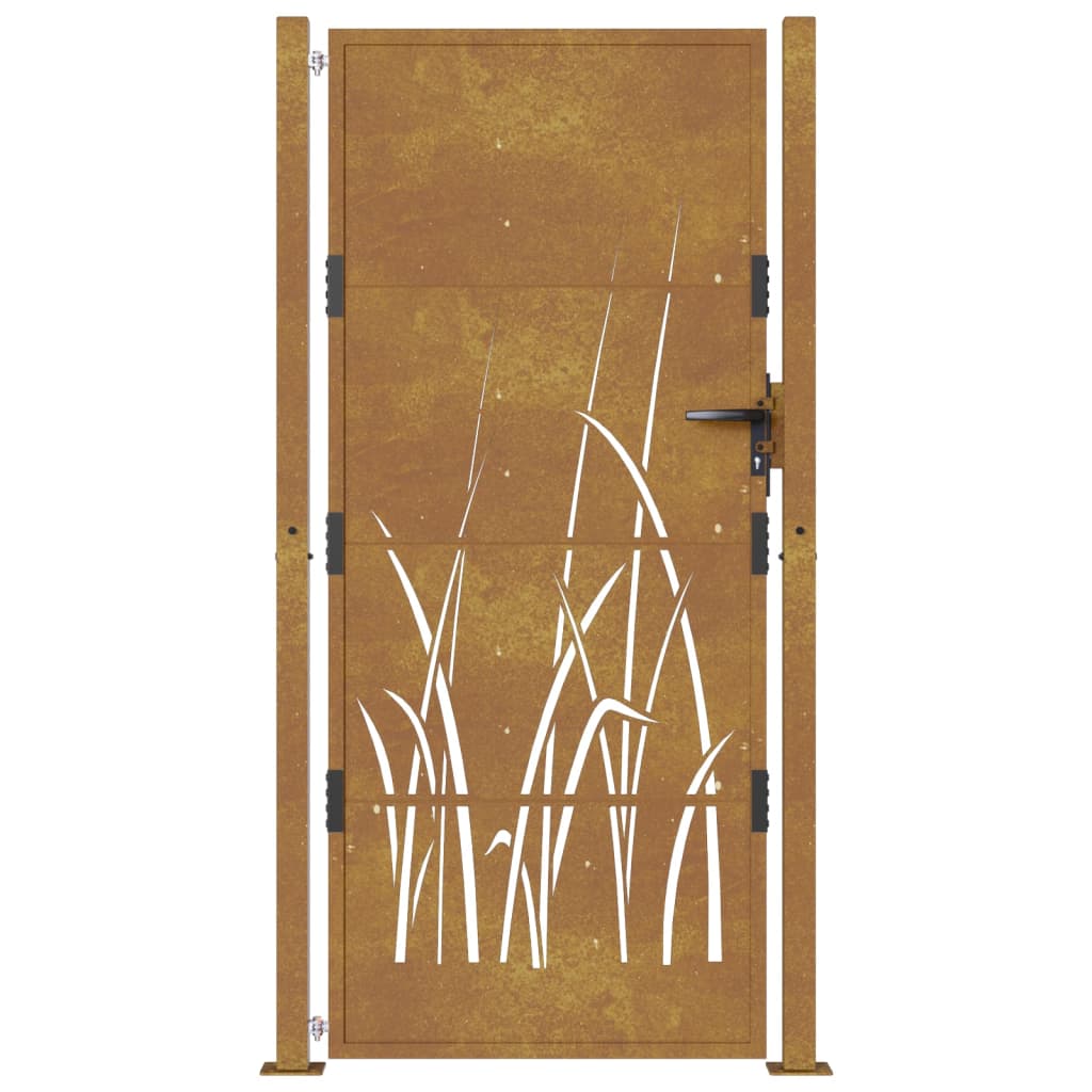 vidaXL Garden Gate 105x180 cm Corten Steel Grass Design