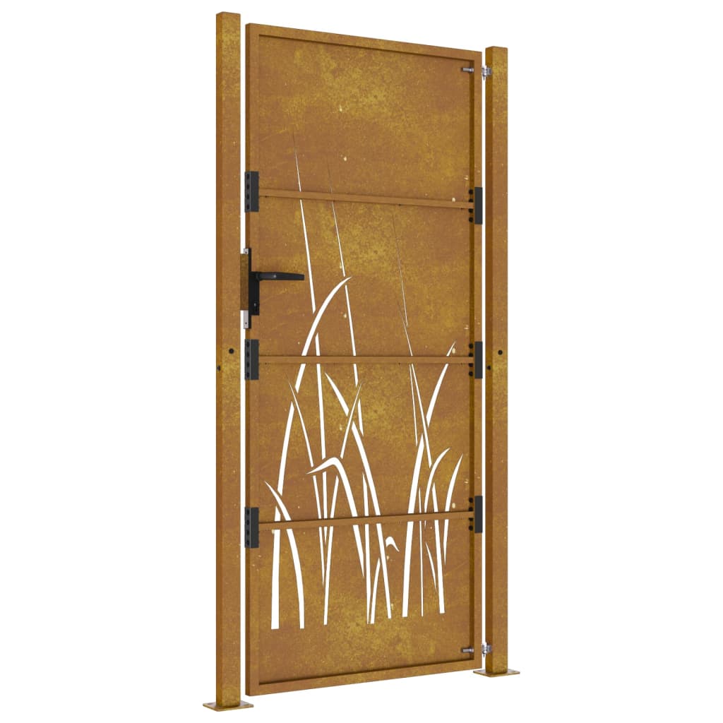 vidaXL Garden Gate 105x180 cm Corten Steel Grass Design