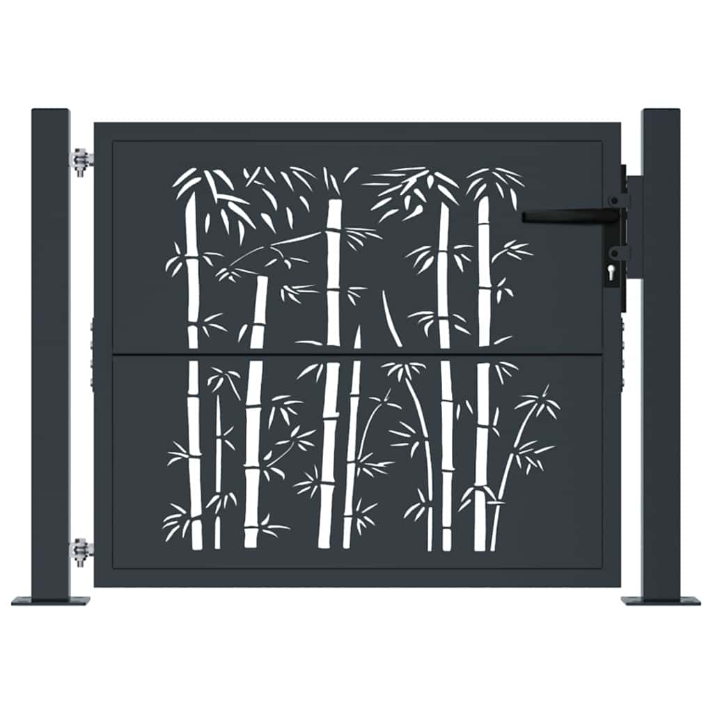 Garden Gate Anthracite 100x75 cm Steel Bamboo Design