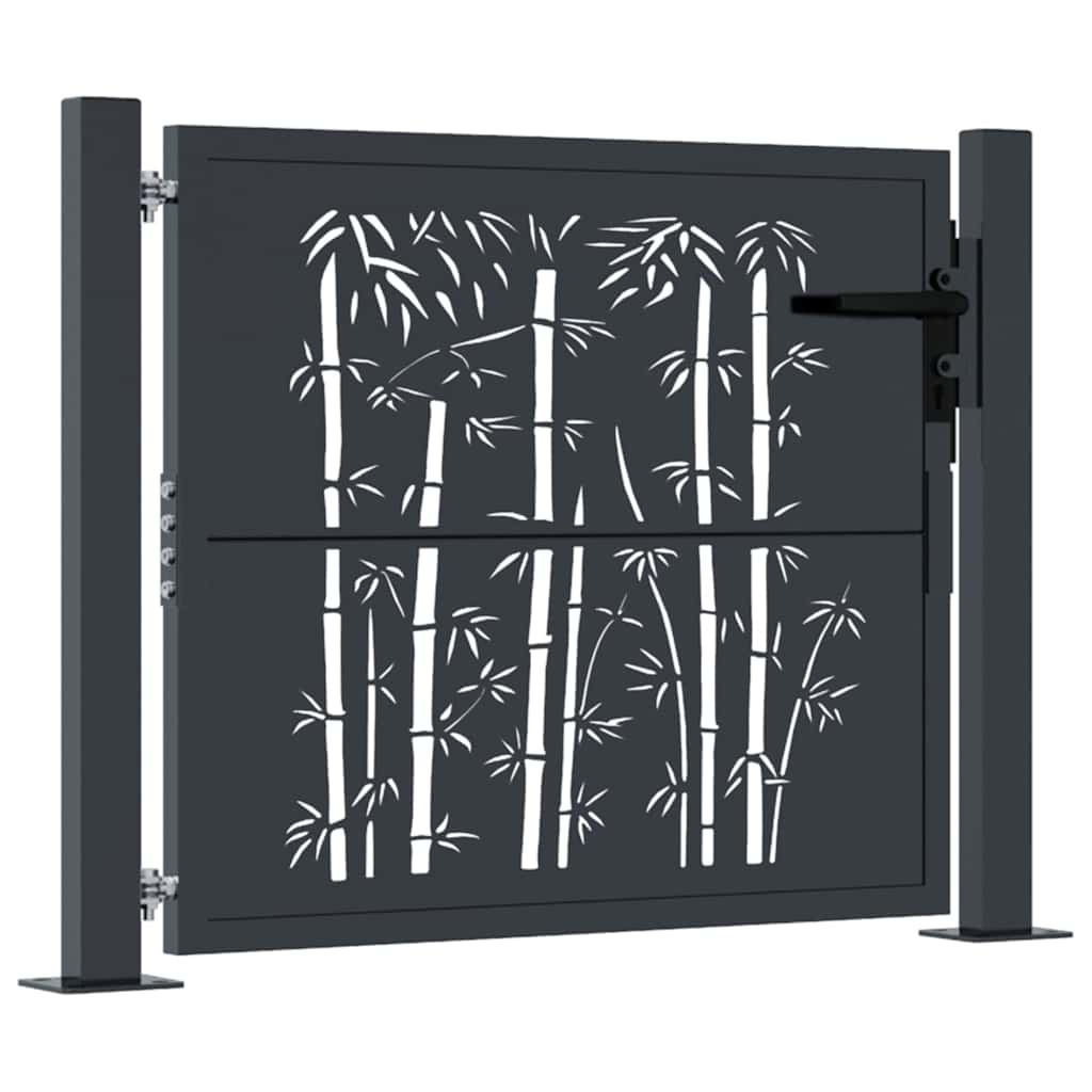 Garden Gate Anthracite 100x100 cm Steel Bamboo Design