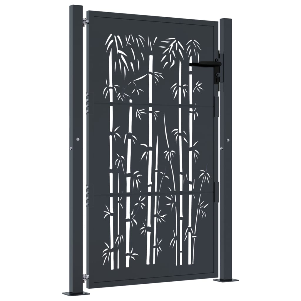 vidaXL Garden Gate Anthracite 105x130 cm Steel Bamboo Design