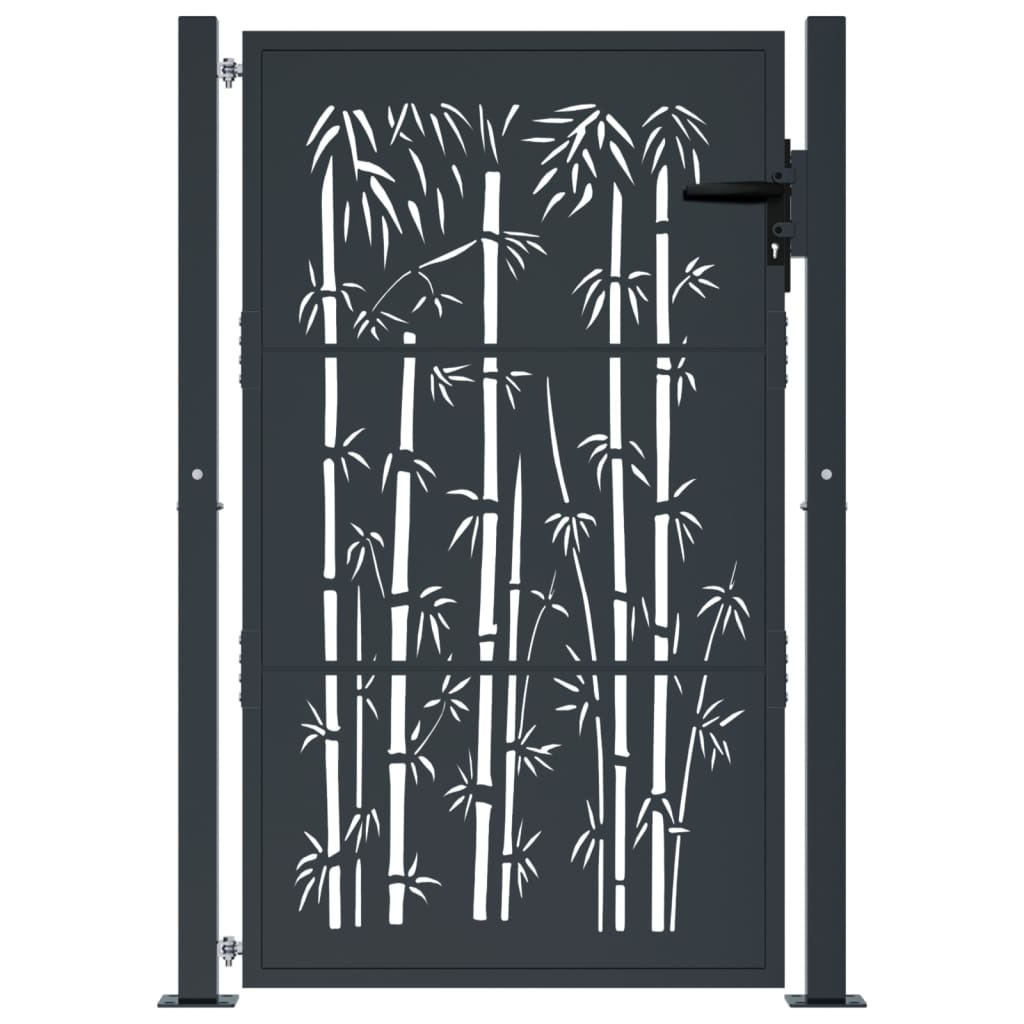 vidaXL Garden Gate Anthracite 105x130 cm Steel Bamboo Design