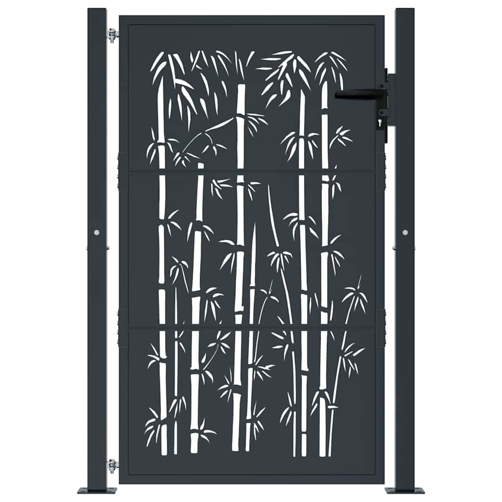 Garden Gate Anthracite 100x125 cm Steel Bamboo Design