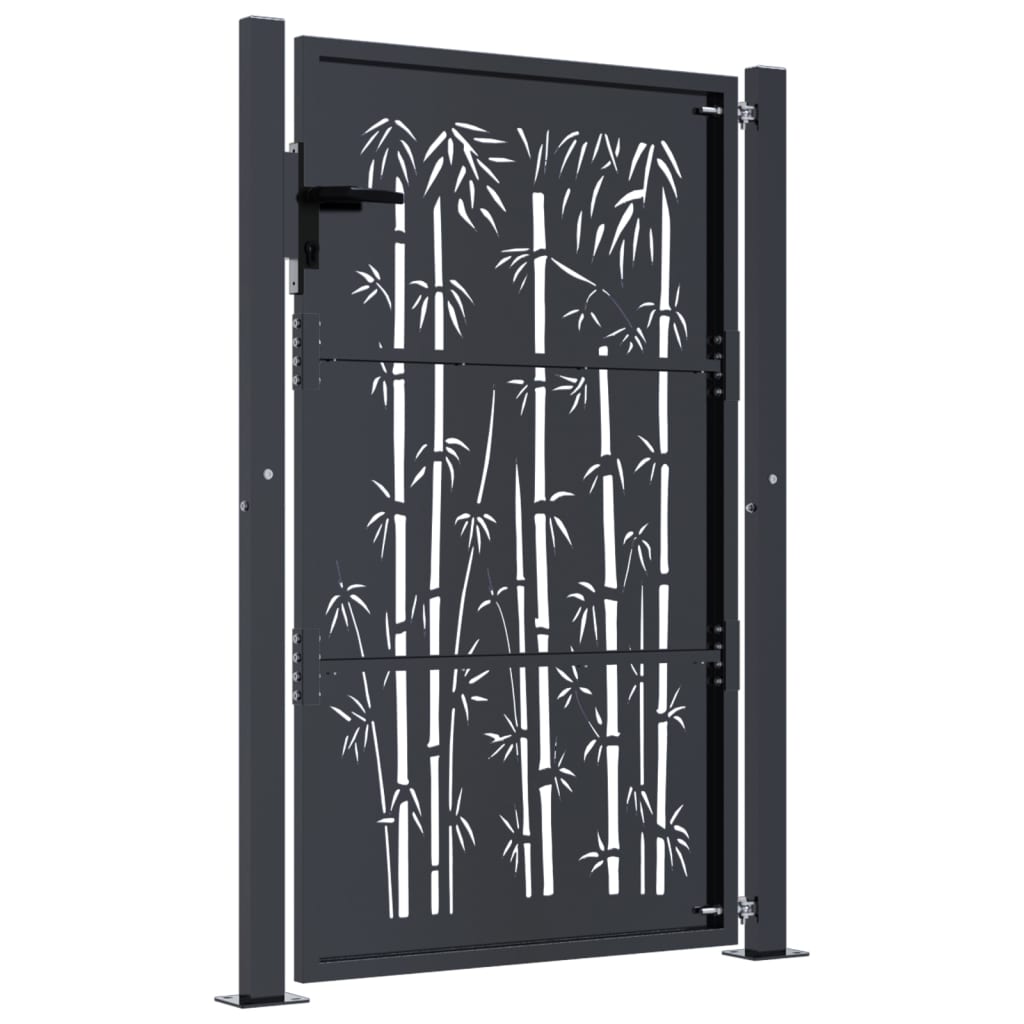 vidaXL Garden Gate Anthracite 105x130 cm Steel Bamboo Design