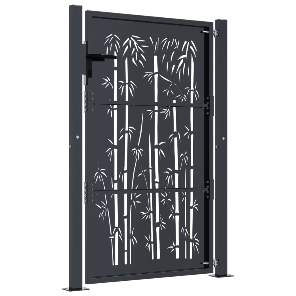 Garden Gate Anthracite 100x125 cm Steel Bamboo Design